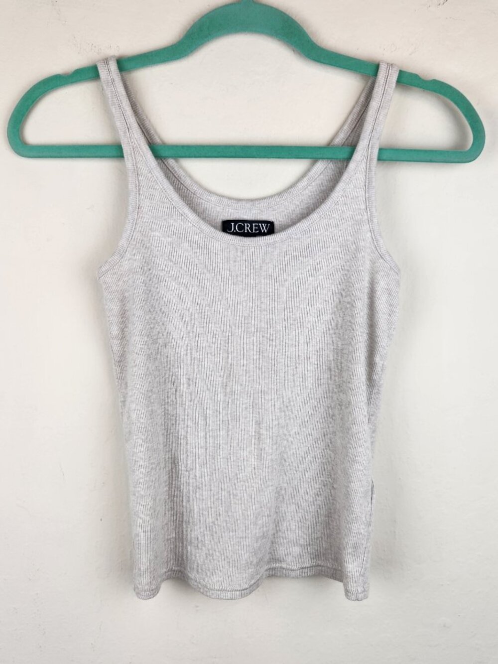 J. Crew Soft Stretchy Ribbed Tank Top Heathered Beige/Gray sz S